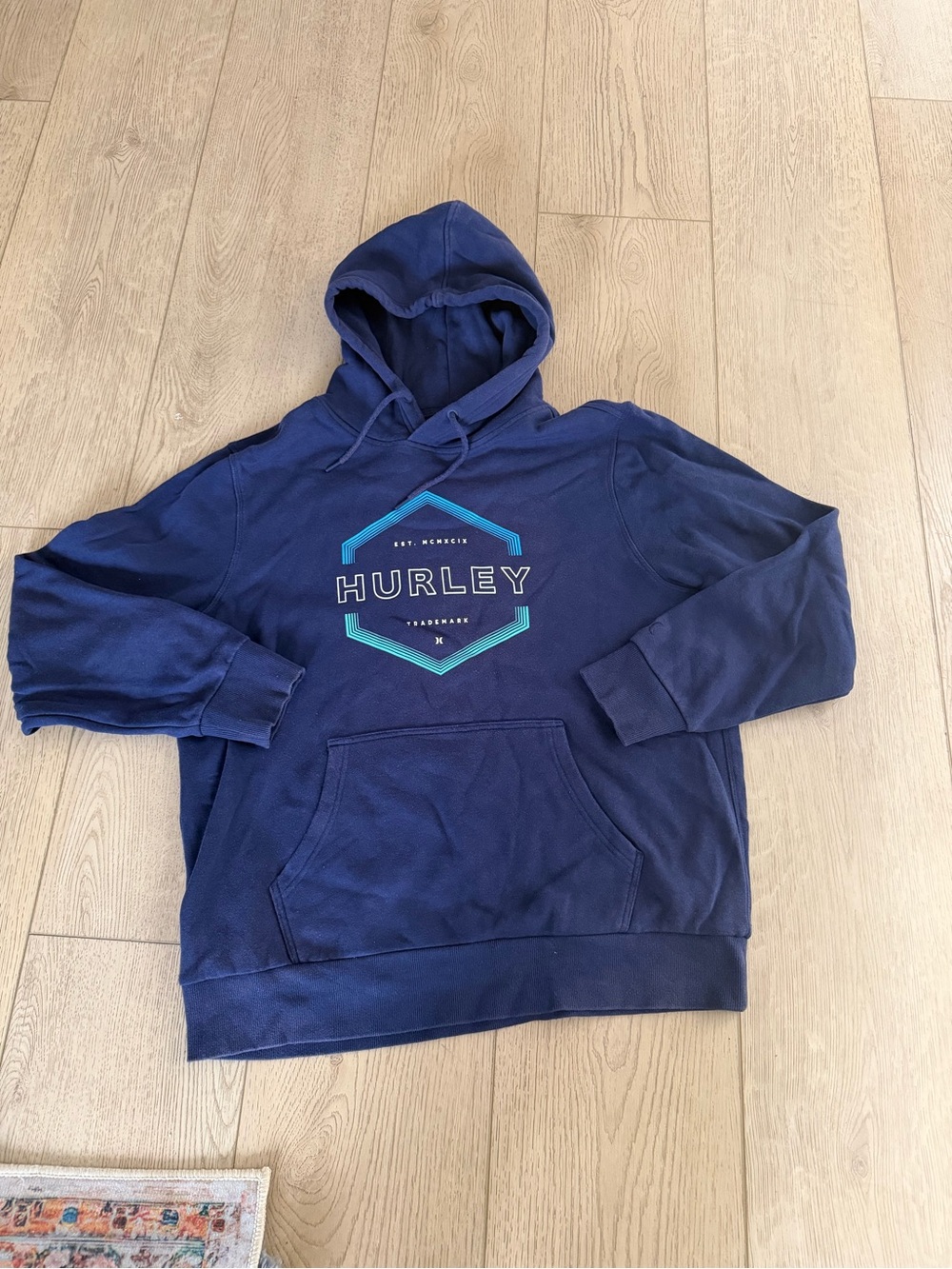 Hurley Navy Hoodie with Teal Logo Accent